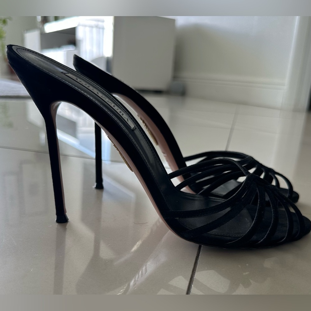 Aquazzura FLOW 105MM MULES IN BLACK - Picture 5 of 8